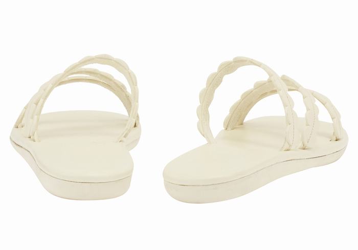 Women Ancient Greek Sandals Oceanis Slide Sandals White | AUM6718UQ