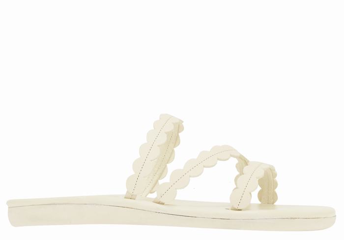 Women Ancient Greek Sandals Oceanis Slide Sandals White | AUM6718UQ