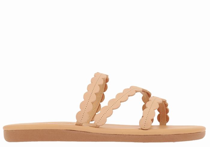 Women Ancient Greek Sandals Oceanis Slide Sandals Beige | CQA7663KG