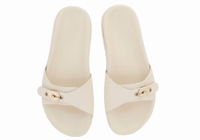 Women Ancient Greek Sandals Odi Slide Sandals White | BRC2671HU