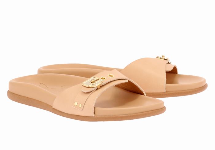 Women Ancient Greek Sandals Odi Slide Sandals Beige | SGS4888GX