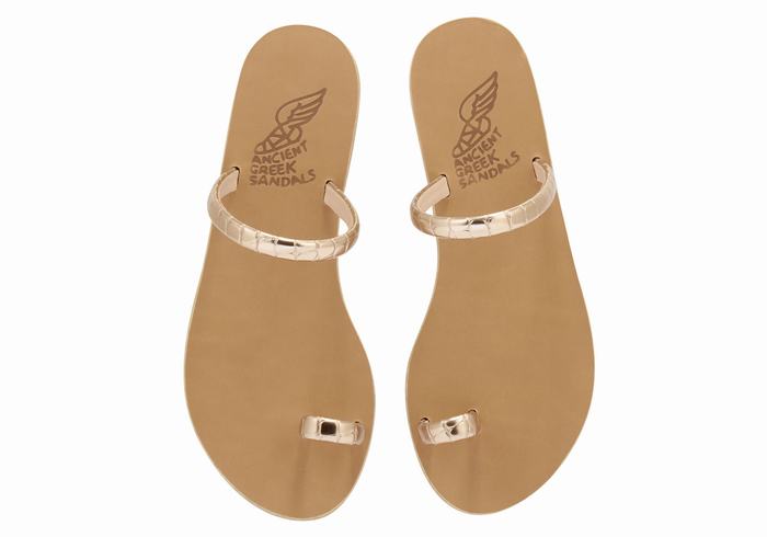 Women Ancient Greek Sandals Ophion Toe-Post Sandals Rose Gold | QGW8777AQ