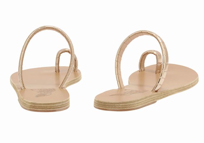 Women Ancient Greek Sandals Ophion Toe-Post Sandals Rose Gold | QGW8777AQ