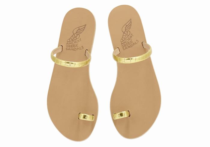 Women Ancient Greek Sandals Ophion Toe-Post Sandals Gold | SBT9146AB