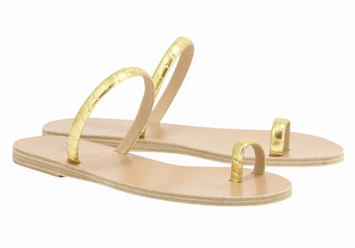 Women Ancient Greek Sandals Ophion Toe-Post Sandals Gold | SBT9146AB