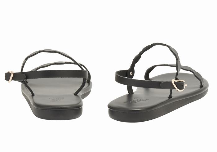 Women Ancient Greek Sandals Orion Back-Strap Sandals Black | KBF7716YC