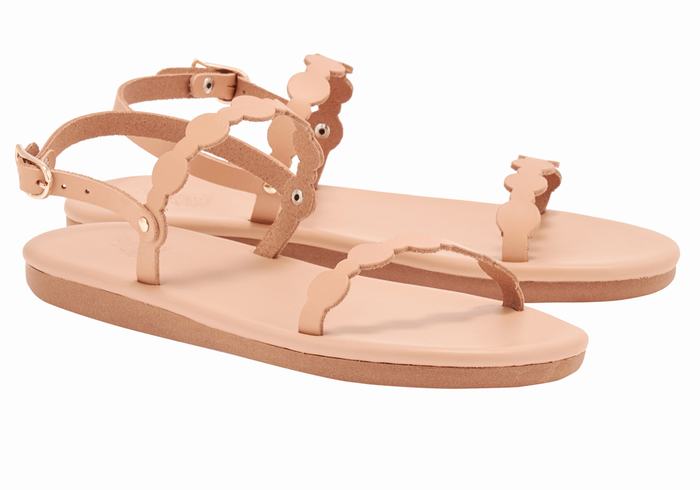 Women Ancient Greek Sandals Orion Back-Strap Sandals Beige | YCA8130VG