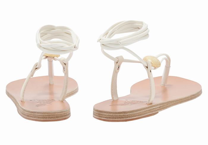 Women Ancient Greek Sandals Persephone Gladiator Sandals White | YUY8322DM