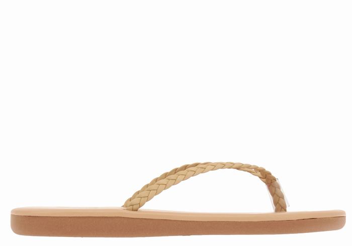 Women Ancient Greek Sandals Plage Flip Flop Braided Sandals Beige | TFI1712ZI