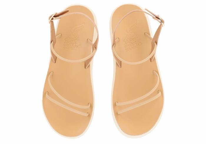 Women Ancient Greek Sandals Polis Back-Strap Sandals Beige | WSR3076MX