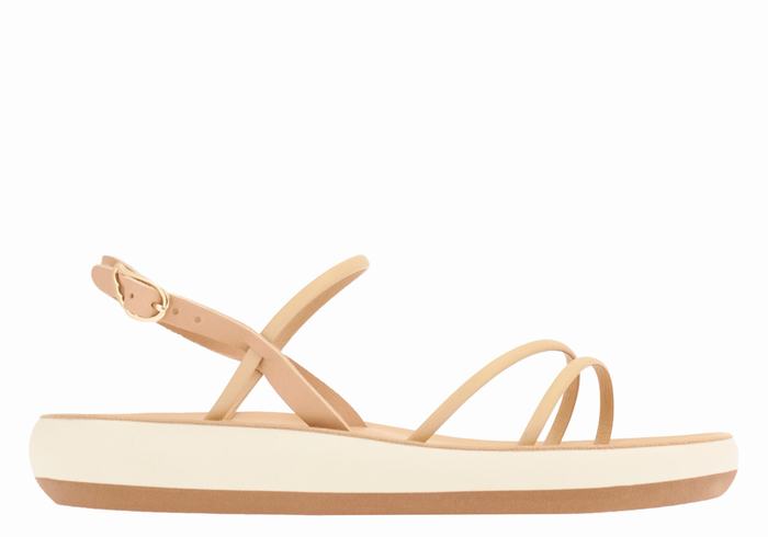 Women Ancient Greek Sandals Polis Back-Strap Sandals Beige | WSR3076MX