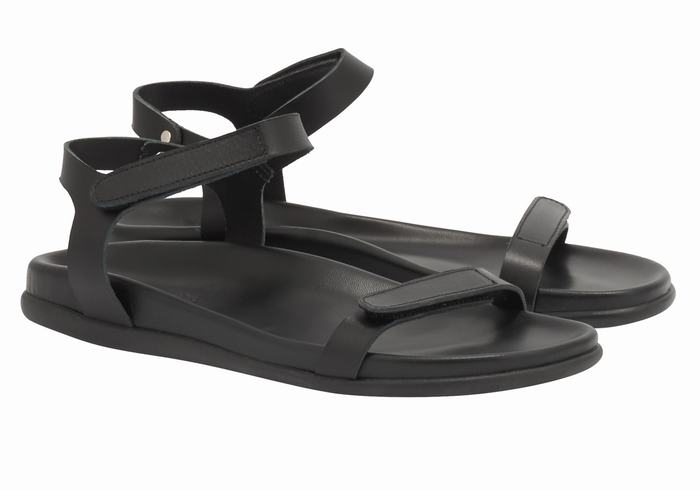 Women Ancient Greek Sandals Poros Back-Strap Sandals Black | JHO4982HY