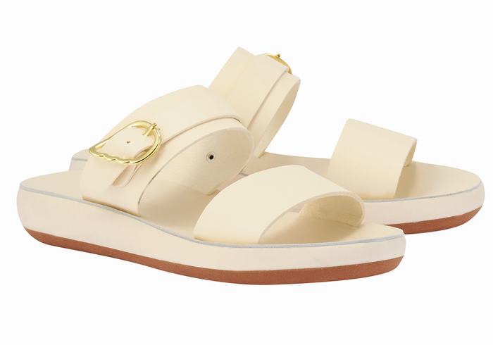 Women Ancient Greek Sandals Preveza Comfort Slide Sandals White | VBD9359ED