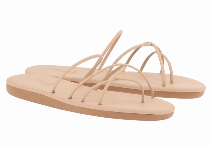 Women Ancient Greek Sandals Pu Slide Sandals Beige | ULT2353ZN