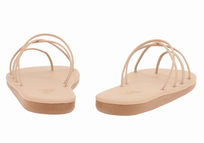 Women Ancient Greek Sandals Pu Slide Sandals Beige | ULT2353ZN