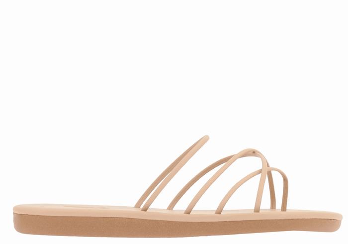 Women Ancient Greek Sandals Pu Slide Sandals Beige | ULT2353ZN