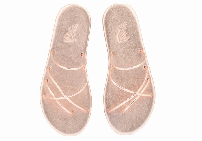 Women Ancient Greek Sandals Pu Slide Sandals Rose Gold | DMM6153NX