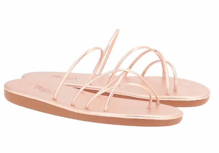 Women Ancient Greek Sandals Pu Slide Sandals Rose Gold | DMM6153NX