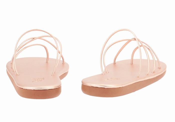 Women Ancient Greek Sandals Pu Slide Sandals Rose Gold | DMM6153NX