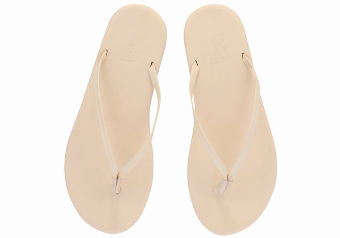 Women Ancient Greek Sandals Saionara Flip Flops White | WAR7349WK