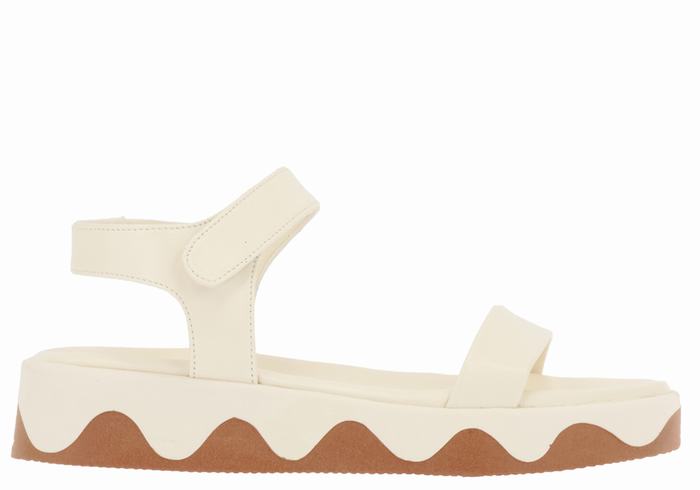 Women Ancient Greek Sandals Salamina Leather Platform Sandals White Brown | PHV4571RN