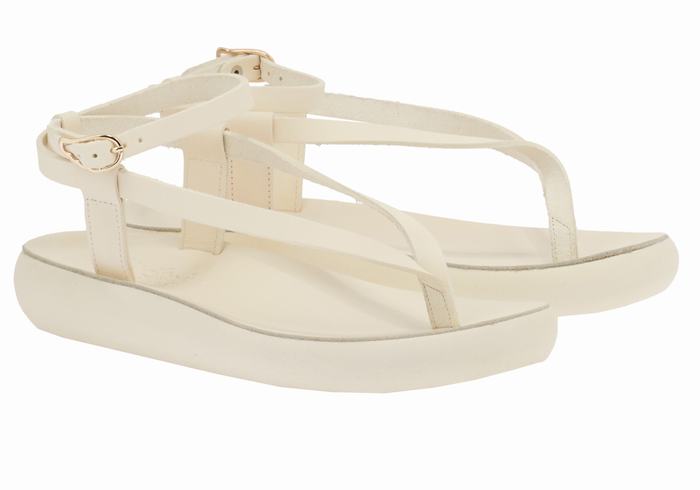 Women Ancient Greek Sandals Salomi Comfort Ankle Strap Sandals White | TLW5551KX