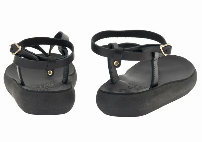 Women Ancient Greek Sandals Salomi Comfort Ankle Strap Sandals Black | IWQ6321LE