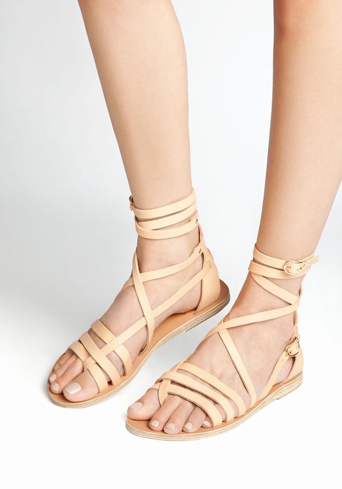 Women Ancient Greek Sandals Satira Leather Gladiator Sandals Beige | BWK9089XG