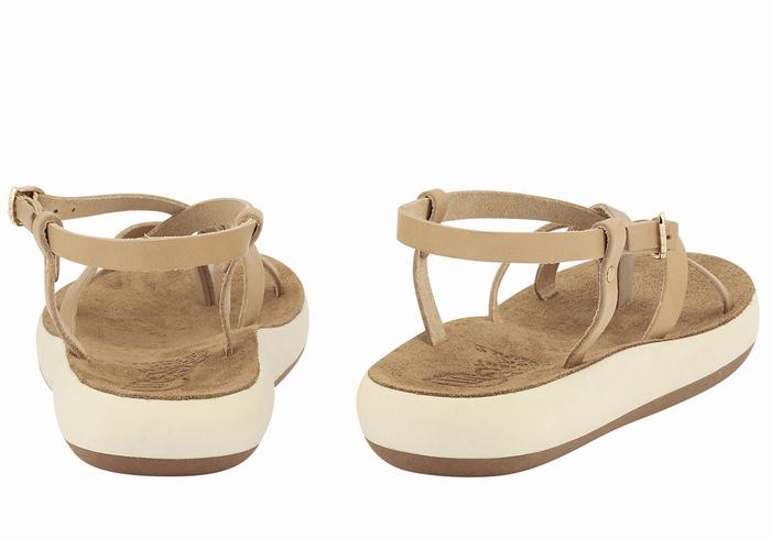 Women Ancient Greek Sandals Semele Comfort Back-Strap Sandals Beige | ETV7829LQ