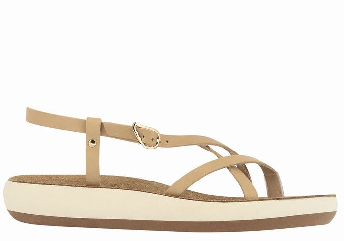 Women Ancient Greek Sandals Semele Comfort Back-Strap Sandals Beige | ETV7829LQ