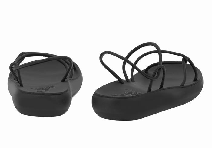 Women Ancient Greek Sandals Taxidi Comfort Back-Strap Sandals Black | OQI2314GK