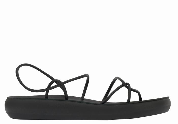 Women Ancient Greek Sandals Taxidi Comfort Back-Strap Sandals Black | OQI2314GK