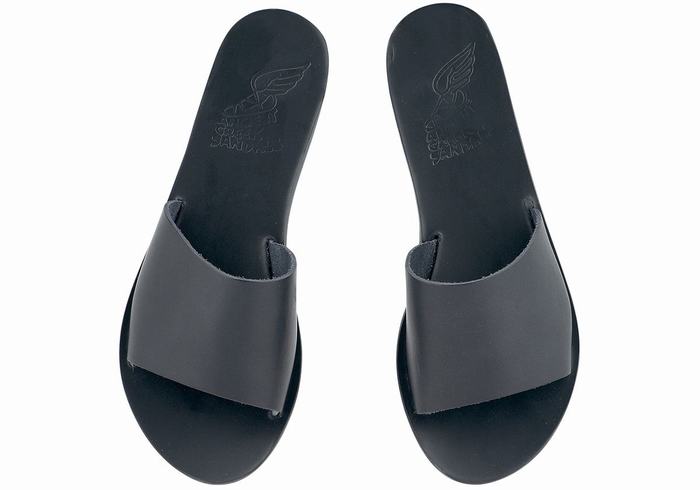 Women Ancient Greek Sandals Taygete Slide Sandals Black | OGX849YC