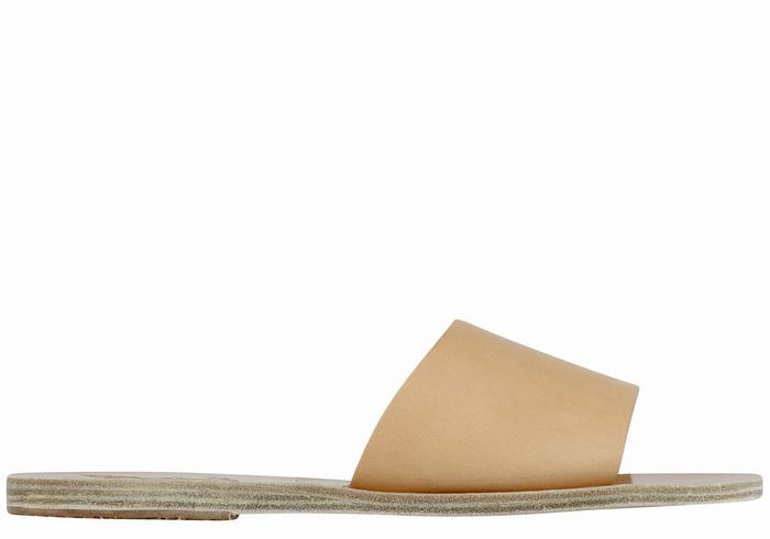 Women Ancient Greek Sandals Taygete Slide Sandals Beige | XND3762TL