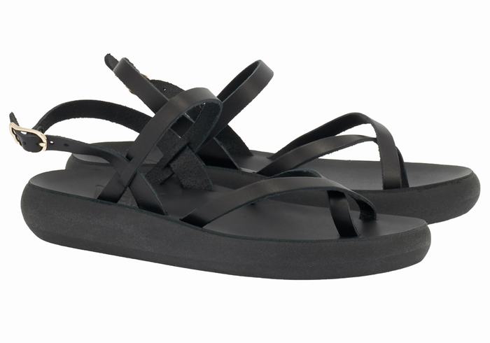 Women Ancient Greek Sandals Tereza Comfort Back-Strap Sandals Black | VML1008JZ