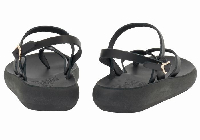 Women Ancient Greek Sandals Tereza Comfort Back-Strap Sandals Black | VML1008JZ