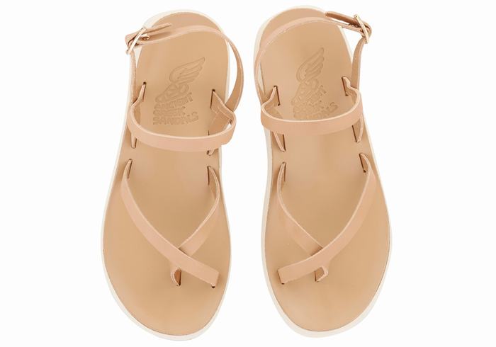 Women Ancient Greek Sandals Tereza Comfort Back-Strap Sandals Beige | QOD9110ML