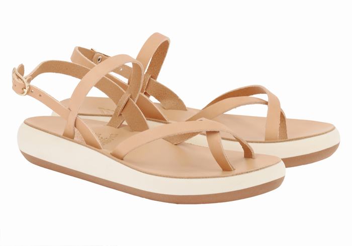 Women Ancient Greek Sandals Tereza Comfort Back-Strap Sandals Beige | QOD9110ML