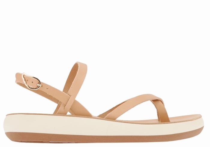 Women Ancient Greek Sandals Tereza Comfort Back-Strap Sandals Beige | QOD9110ML