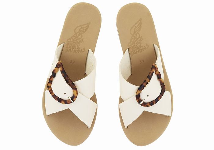 Women Ancient Greek Sandals Thais Rainbow Wedge Sandals White Beige | CHB2356JM