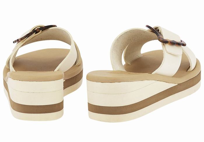 Women Ancient Greek Sandals Thais Rainbow Wedge Sandals White Beige | CHB2356JM