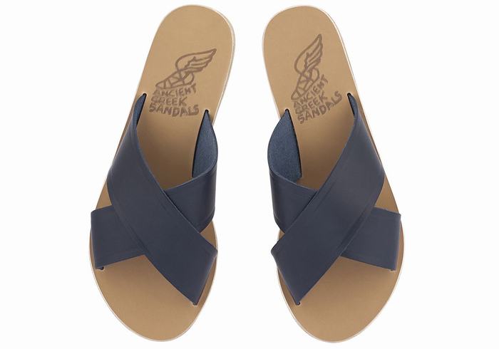 Women Ancient Greek Sandals Thais Slide Sandals Dark Blue | OEE3990IX