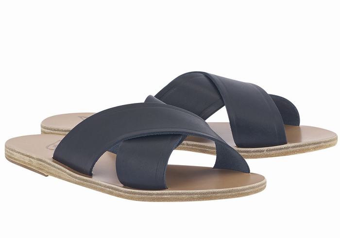 Women Ancient Greek Sandals Thais Slide Sandals Dark Blue | OEE3990IX