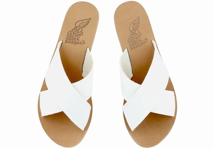 Women Ancient Greek Sandals Thais Slide Sandals White | CVJ8673EZ