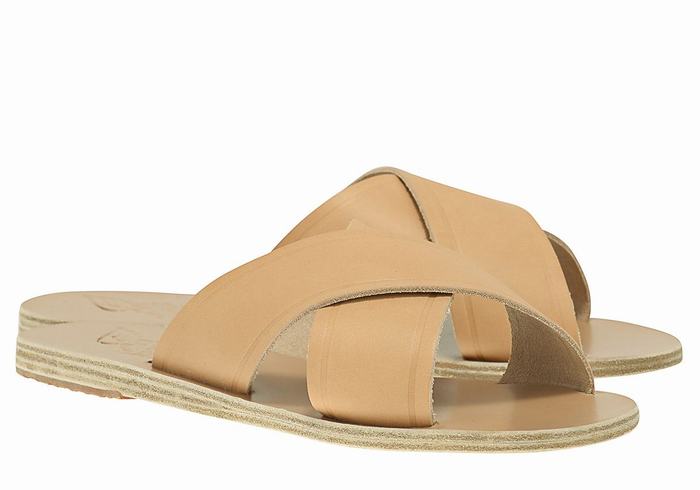 Women Ancient Greek Sandals Thais Slide Sandals Beige | FVX1389WE