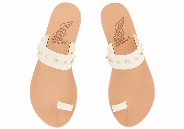 Women Ancient Greek Sandals Thalia Bee Toe-Post Sandals White | CWY198XP