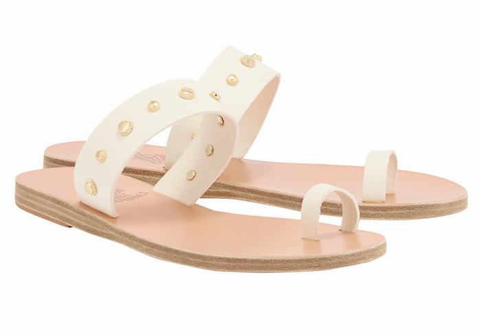 Women Ancient Greek Sandals Thalia Bee Toe-Post Sandals White | CWY198XP