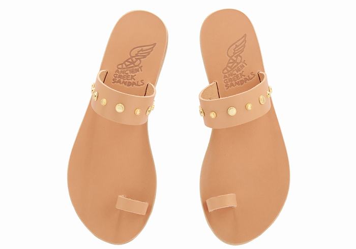 Women Ancient Greek Sandals Thalia Bee Toe-Post Sandals Beige | AOS8141QB