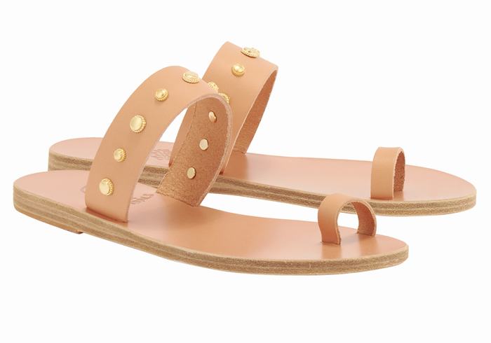 Women Ancient Greek Sandals Thalia Bee Toe-Post Sandals Beige | AOS8141QB