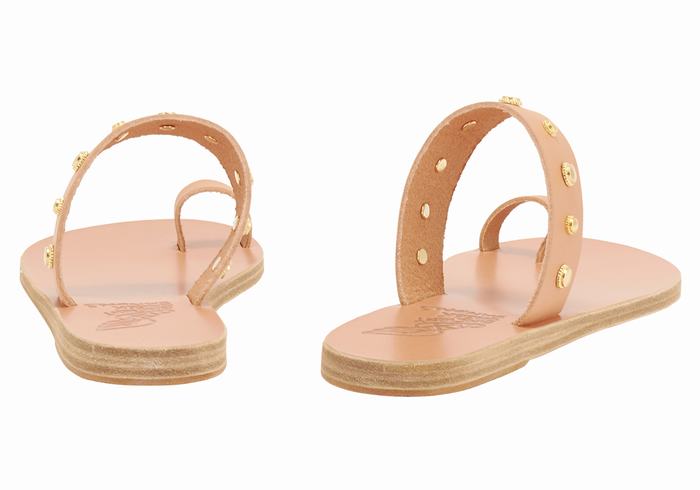 Women Ancient Greek Sandals Thalia Bee Toe-Post Sandals Beige | AOS8141QB